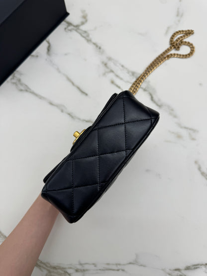 CHANEL 25P 愛心金球羊皮 黑色