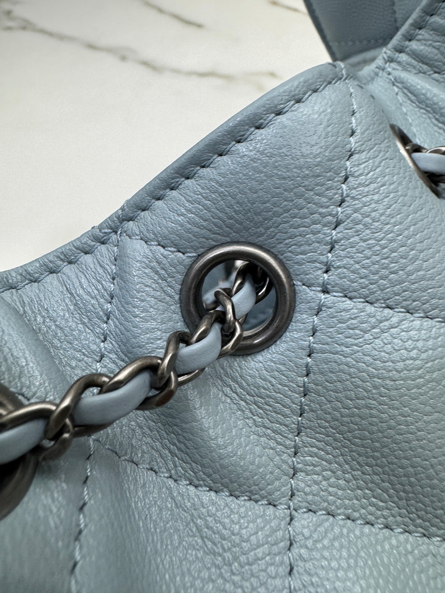 CHANEL Mini 25 Bag 霧霾藍銀扣