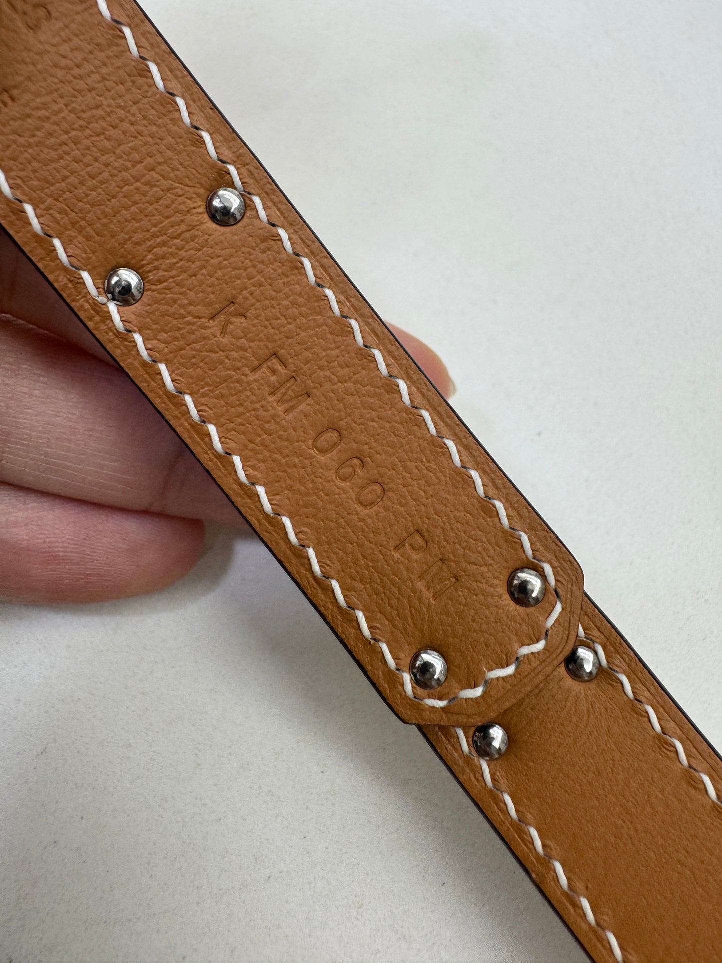 HERMES Kelly Belt 大象灰銀扣（手縫蠟線）