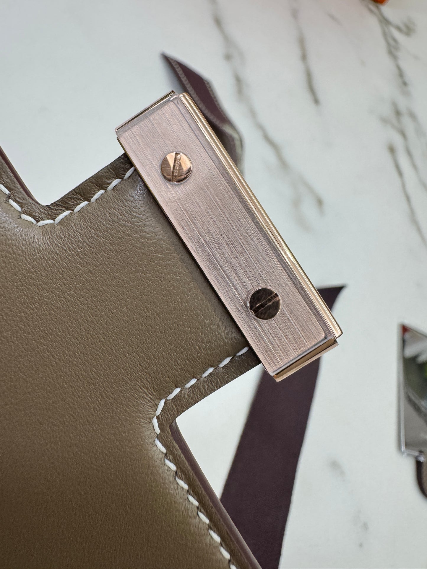 HERMES Mini Constance 大象灰 Epsom 玫瑰金扣