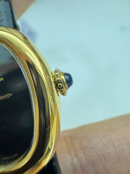 CARTIER Baignoire 亮面皺褶牛皮錶帶