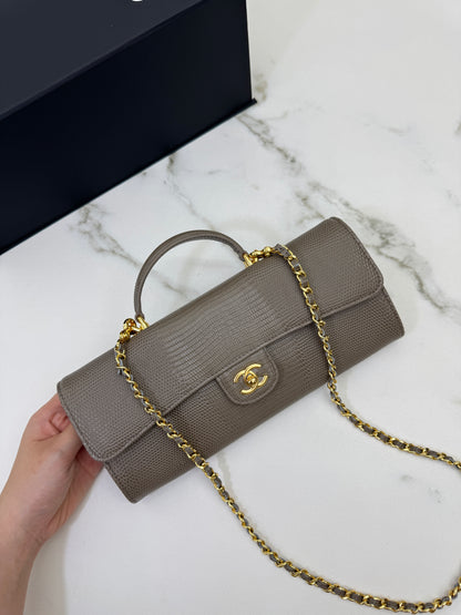 CHANEL 26A 蜥蜴壓紋 灰色Clutch