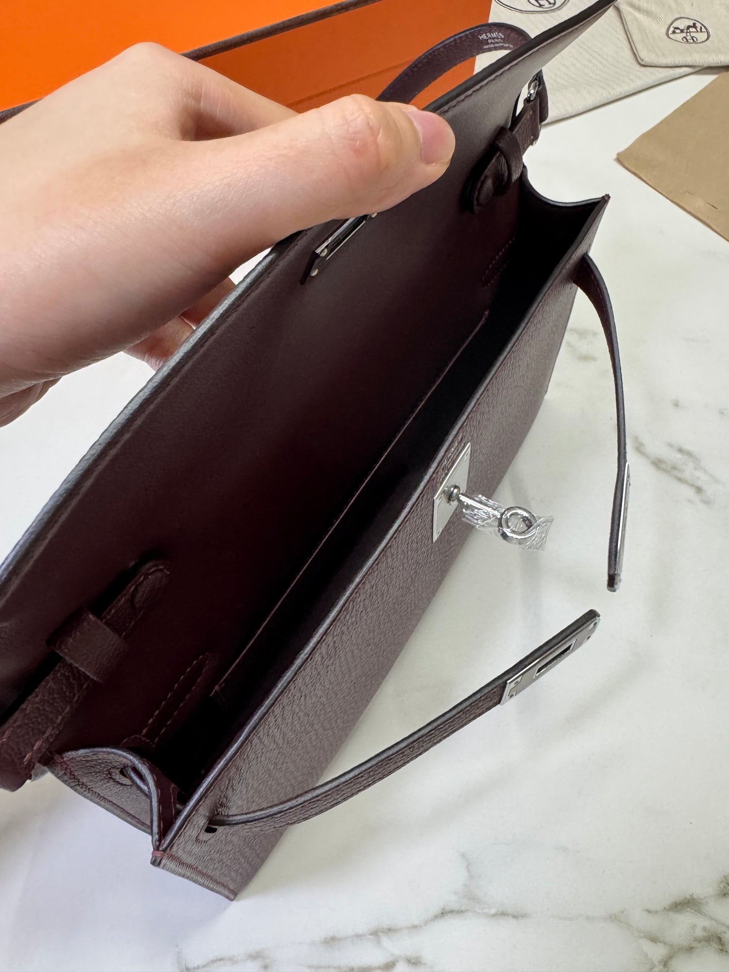 HERMES Kelly Elan 山羊皮 愛馬仕紅 Rough H PHW