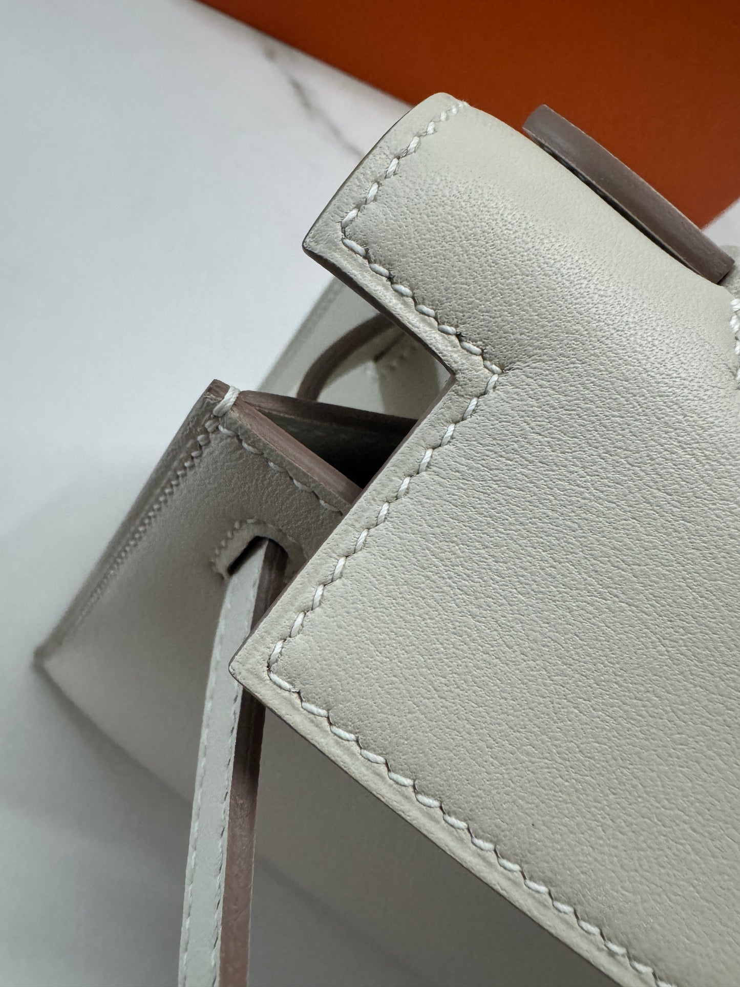 HERMES Mini Kelly I 奶昔白銀扣 Kelly 一代 Kelly Pochette