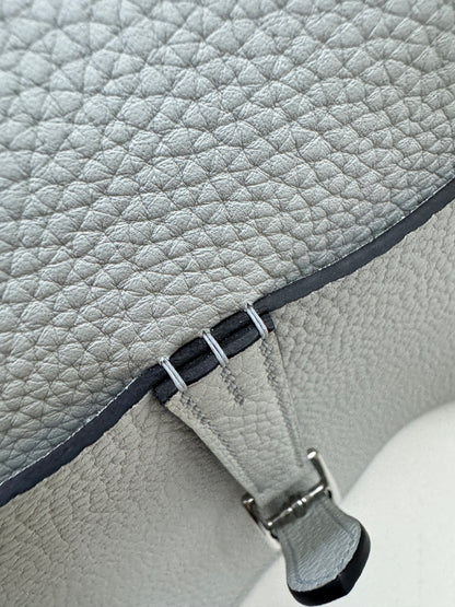 HERMES Halzan 25 聖杯藍銀扣 Bleu Pale