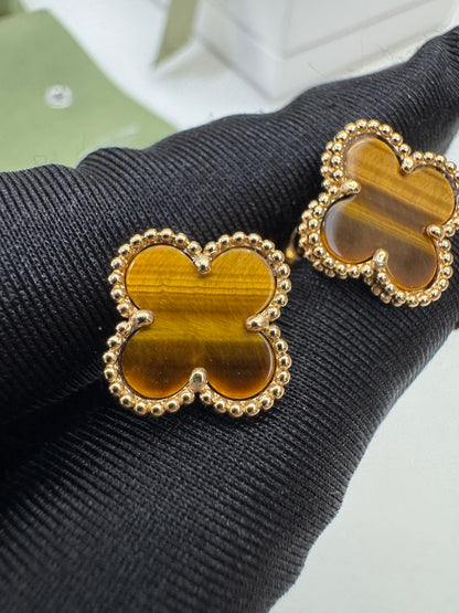 VCA Vintage Alhambra Earrings 虎眼石 Tiger Eye