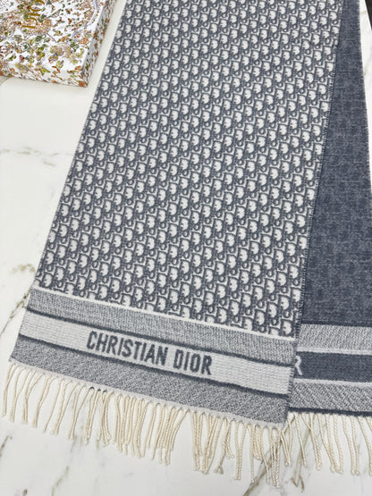DIOR Oblique Scarf Grey 200x48cm