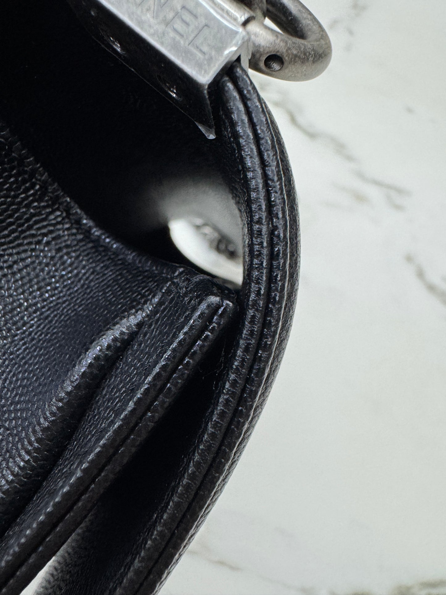 CHANEL Leboy 20cm 黑銀荔枝牛皮