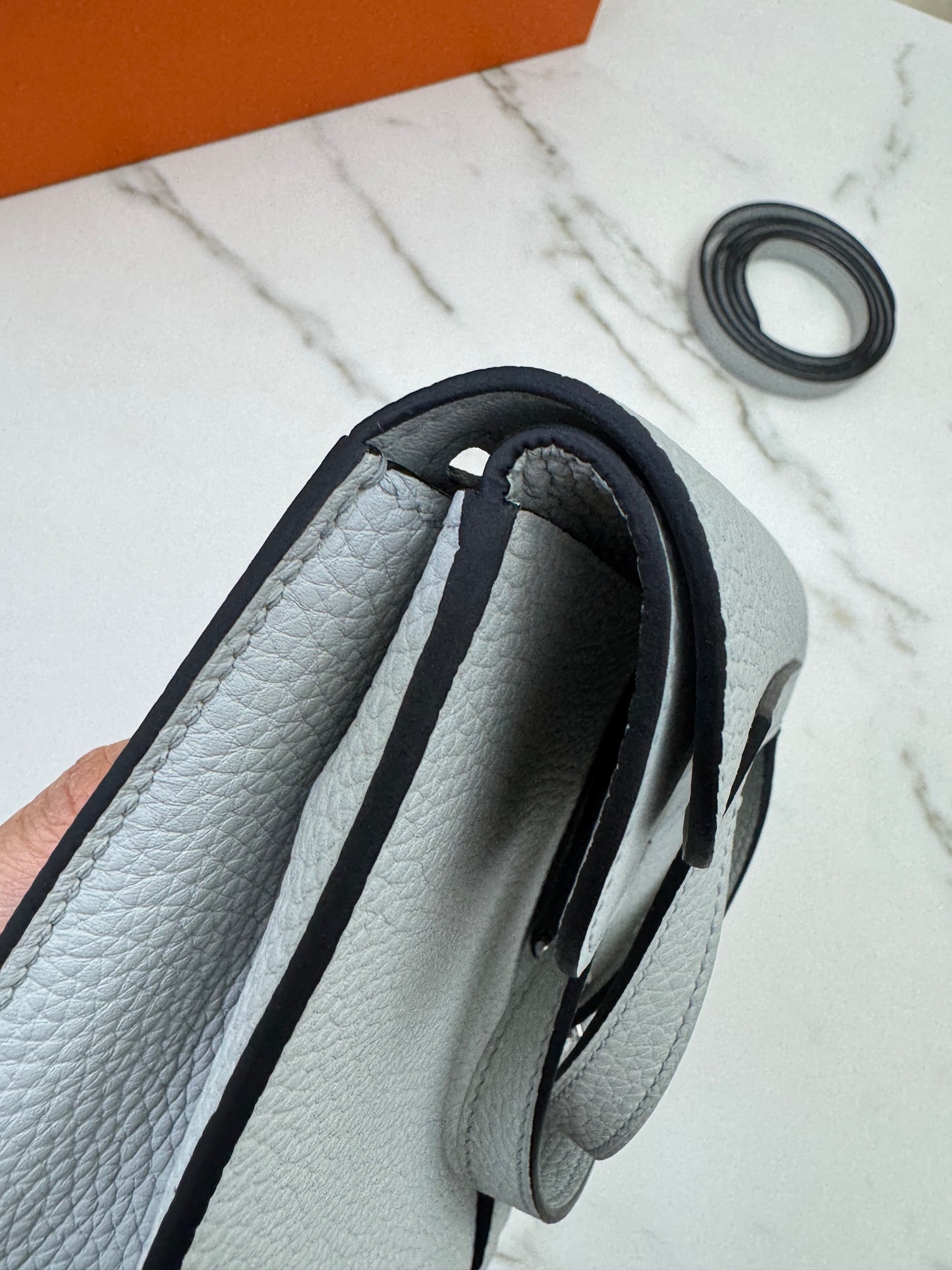 HERMES Halzan 25 聖杯藍銀扣 Bleu Pale