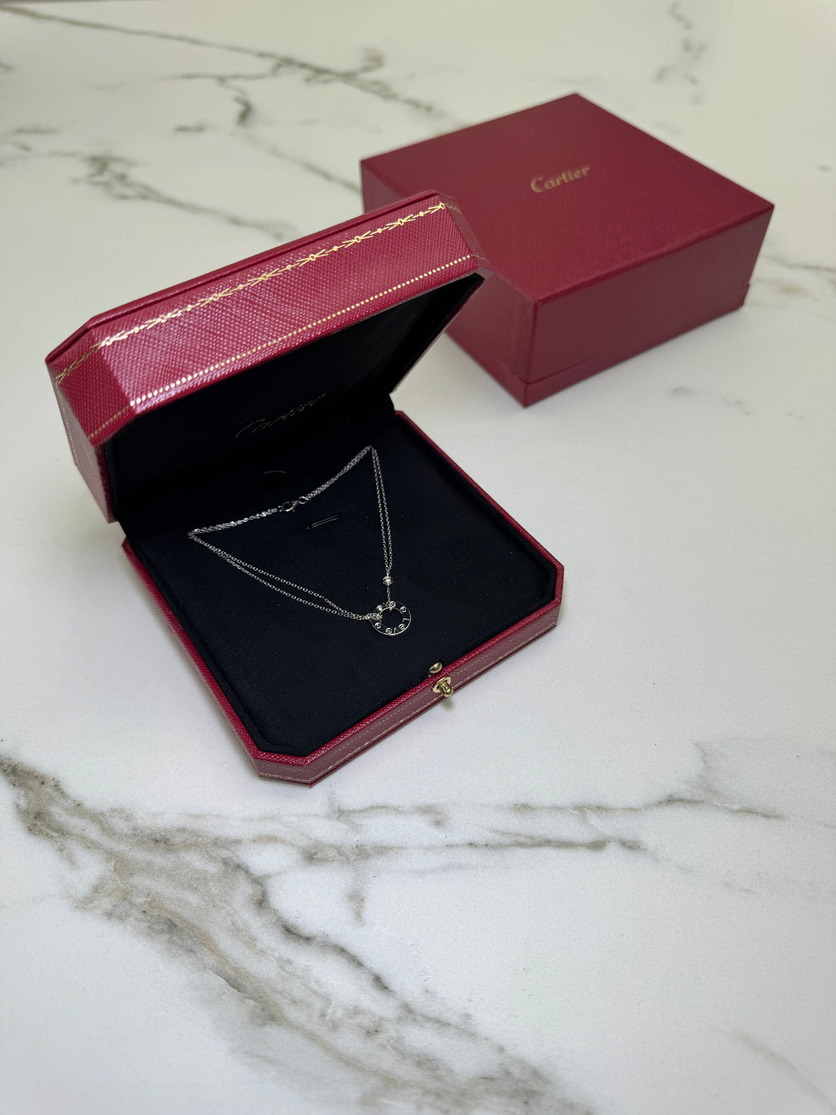 CARTIER Love 雙層小圓餅項鏈 白金色
