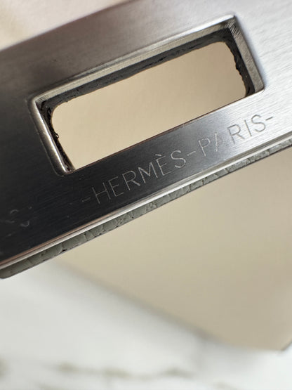 HERMES Birkin 25 SO 奶昔白拼珍珠灰 山羊皮 拉絲銀扣