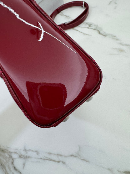 DIOR Mini Lady Dior 漆皮Cherry Red Shinny Calfskin