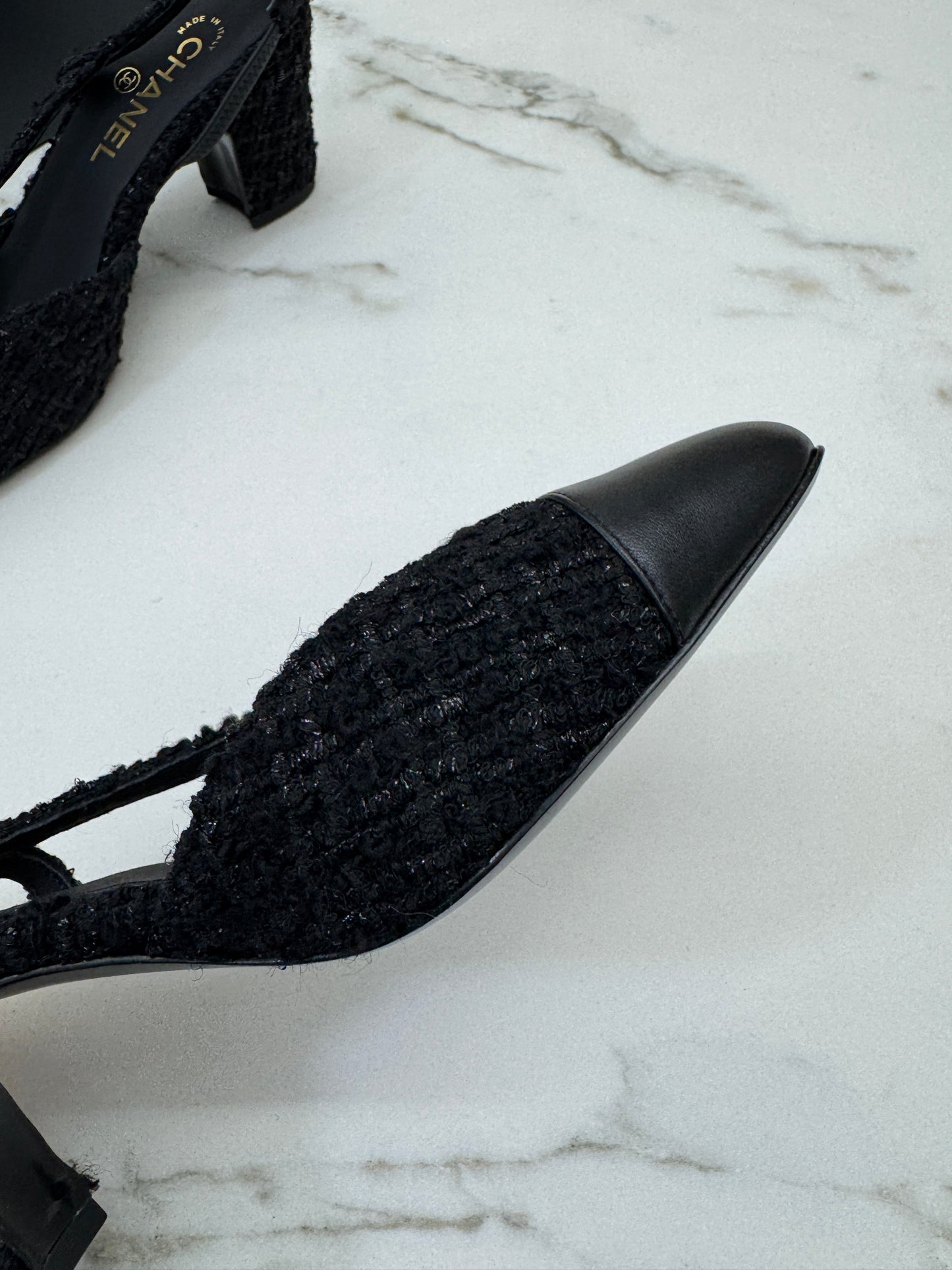 CHANEL 25A粗毛呢 Slingback