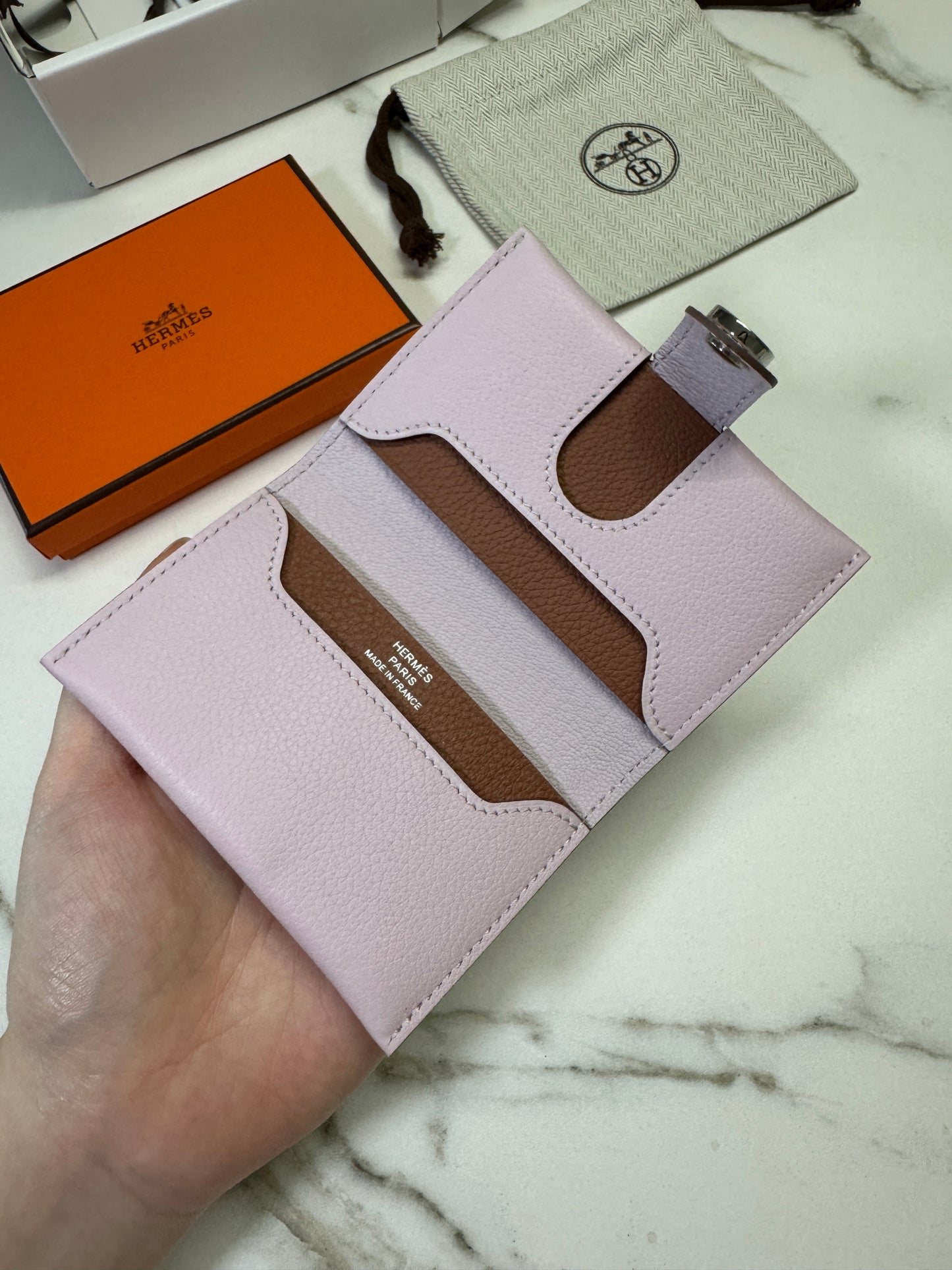 HERMES R.M.S. Card Holder 夢幻紫拼金棕 Evergrain