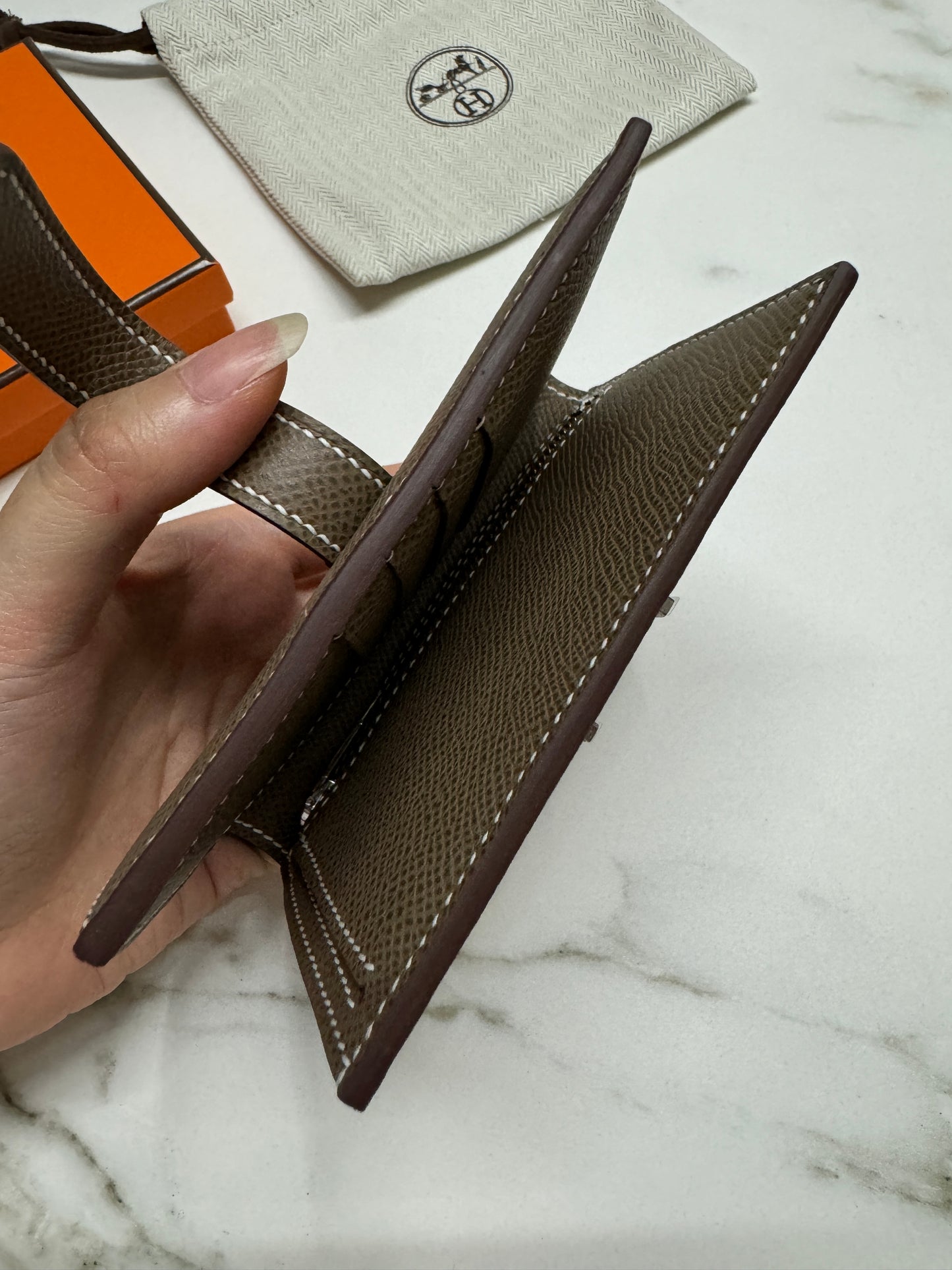 HERMES Bearn Wallet 大象灰 銀扣