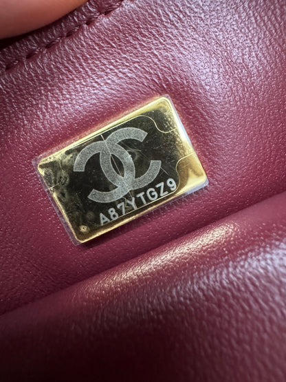 CHANEL 26S Maxi Flap Bag Small 酒紅色金扣 Burgundy GHW