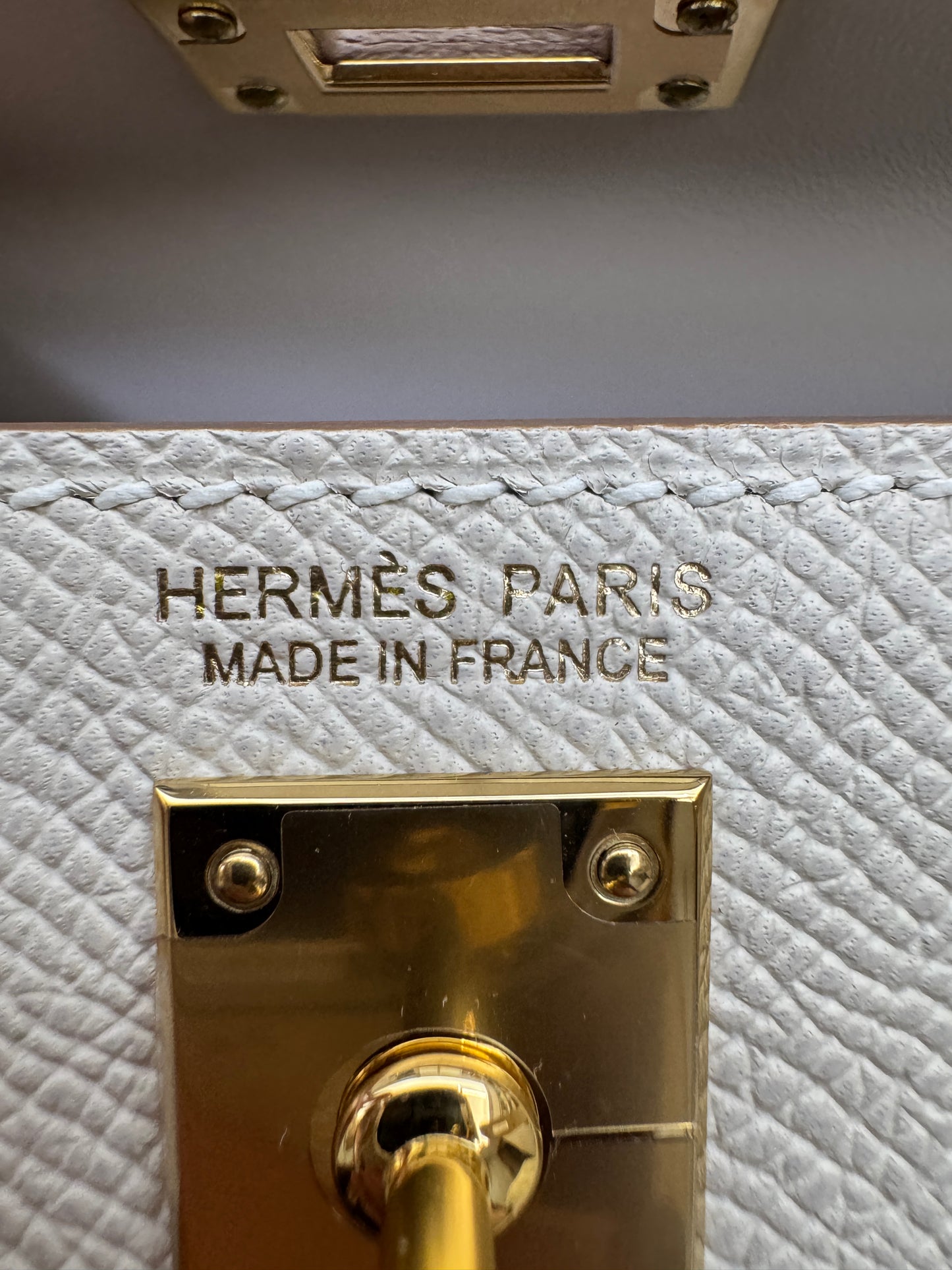 HERMES Mini Kelly II 奶昔白金扣 Epsom GHW