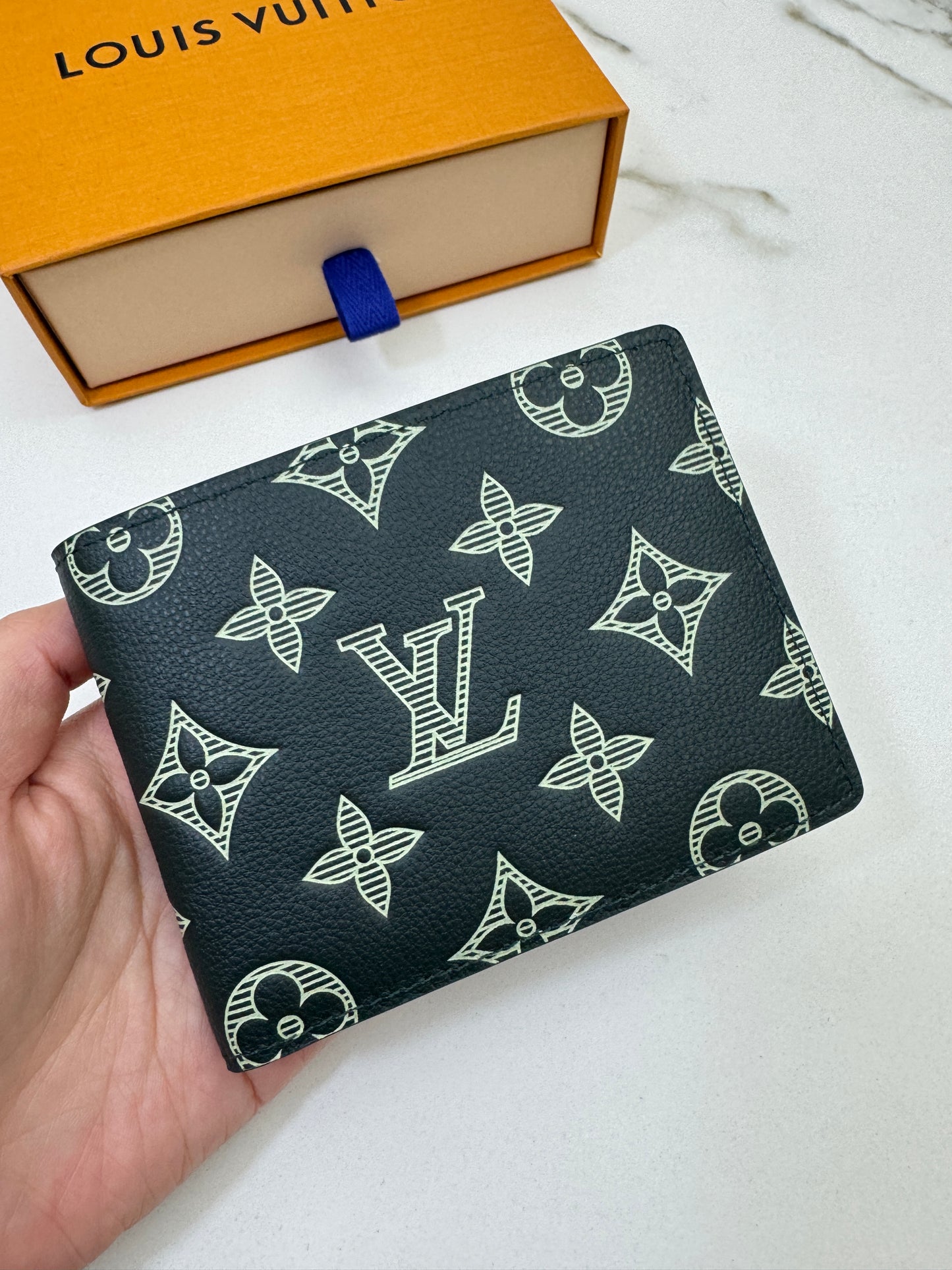 LV M27150 兩摺錢包 深綠色壓花