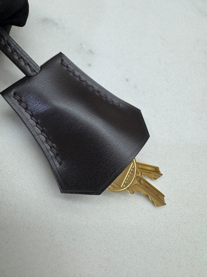 HERMES Kelly 25 烏木色Box皮金扣 外縫 Ebene Box Leather Seilier GHW