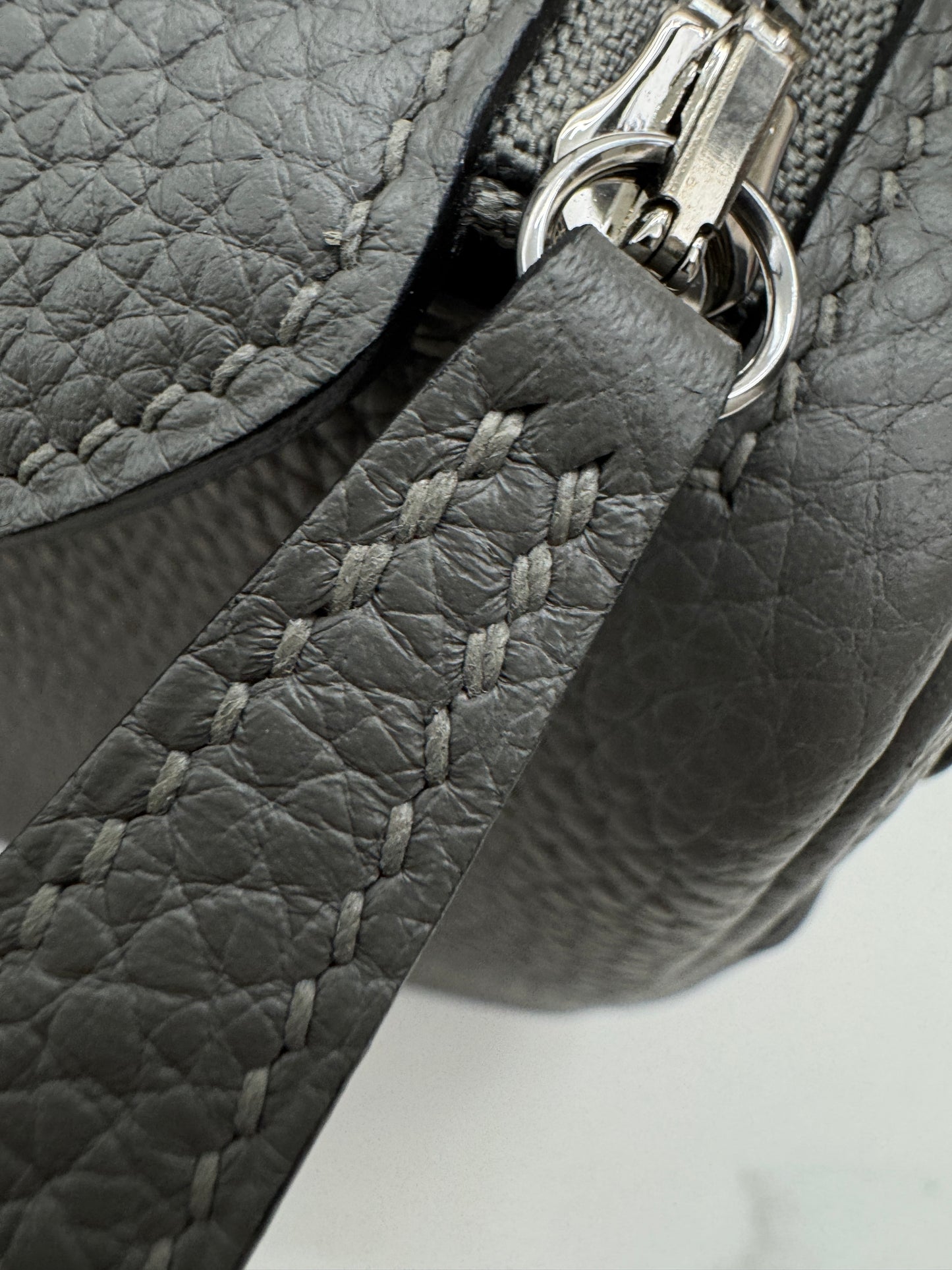 HERMES Mini Lindy 積雨雲灰銀扣 0L Gris Meyer PHW