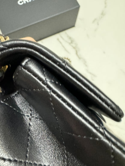 CHANEL CF20 羊皮 黑色淡金扣
