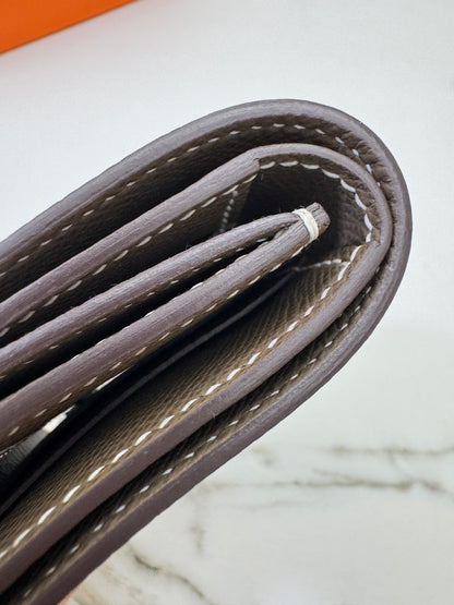 HERMES Bearn Wallet 三摺錢包 大象灰銀扣