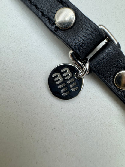 MIU MIU 珍珠皮帶項鏈 Choker
