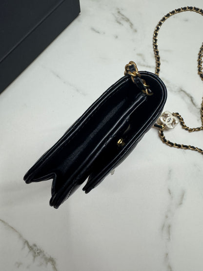 CHANEL woc 24A 琺瑯調節扣 羊皮 黑