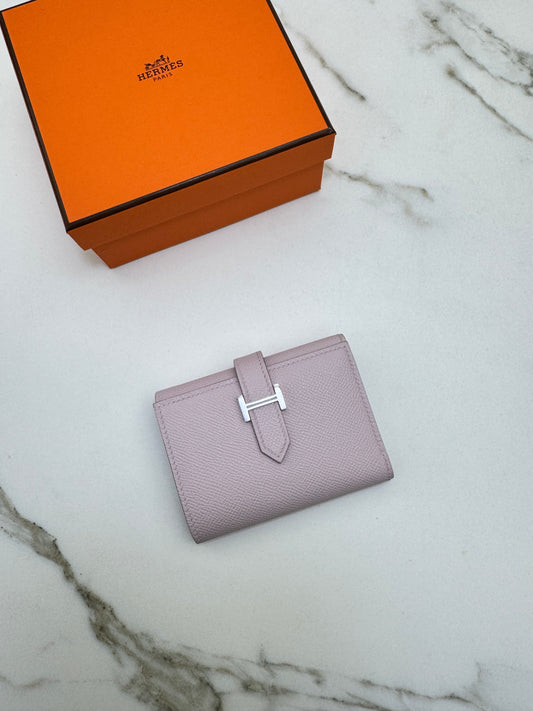 HERMES Bearn Wallet 三摺錢包 夢幻紫銀扣 Epsom Mauve Pale PHW