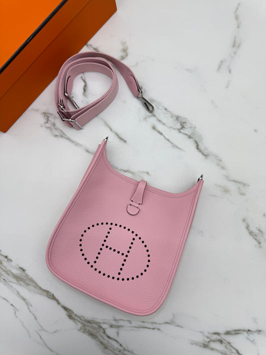 HERMES Evelyne 23 櫻花粉銀扣 3Q Rose Sakura PHW