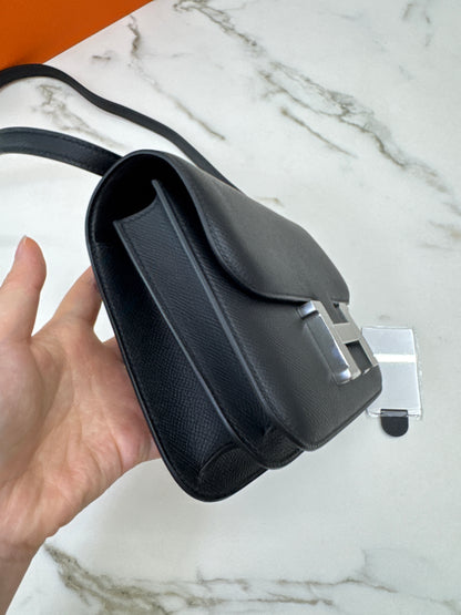 HERMES Mini Constance 黑銀 Noir Epsom PHW