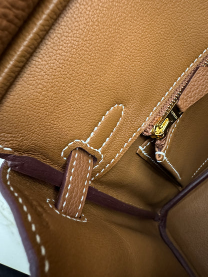 HERMES Birkin 25 金棕色金扣 Togo Gold GHW