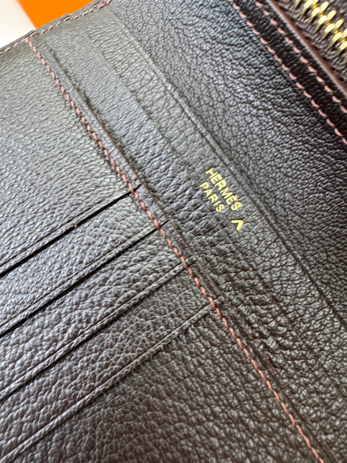 HERMES Bearn Wallet 亮面灣鱷 巧克力色 金扣 Porosus Crocodile Chocolate GHW