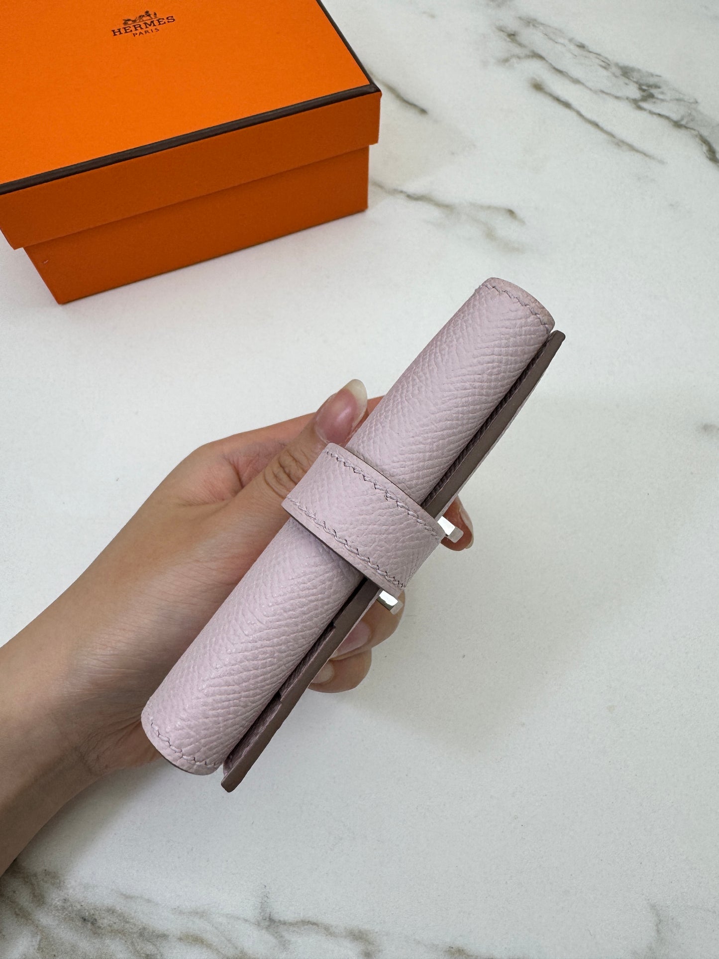 HERMES Bearn Wallet 三摺錢包 夢幻紫銀扣 Epsom Mauve Pale PHW