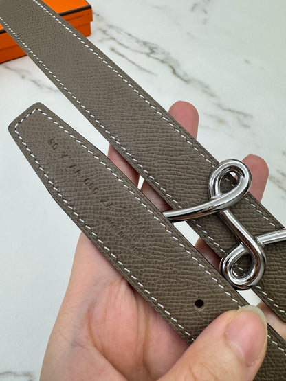 HERMES Cursives 皮帶 大象灰Epsom