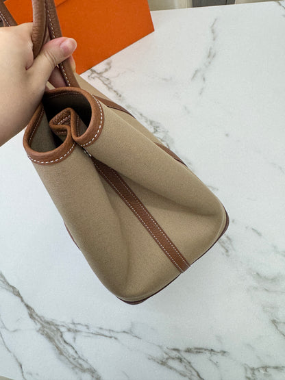 HERMES Garden Party 36 金棕拼風衣灰帆布 Negonda/ Canvas