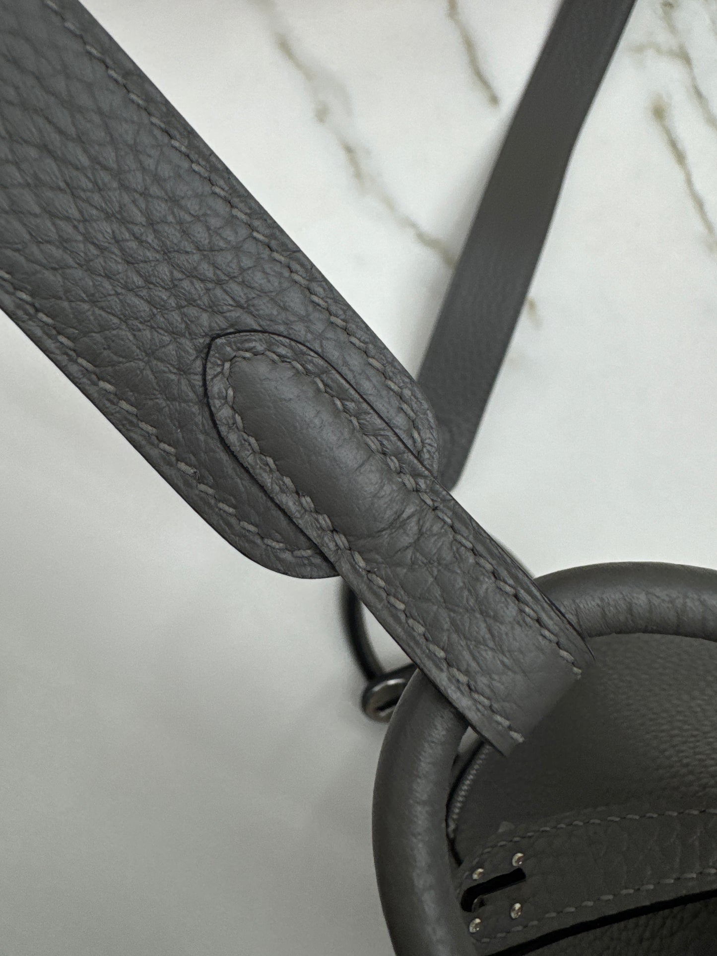 HERMES Mini Lindy 積雨雲灰銀扣 0L Gris Meyer PHW