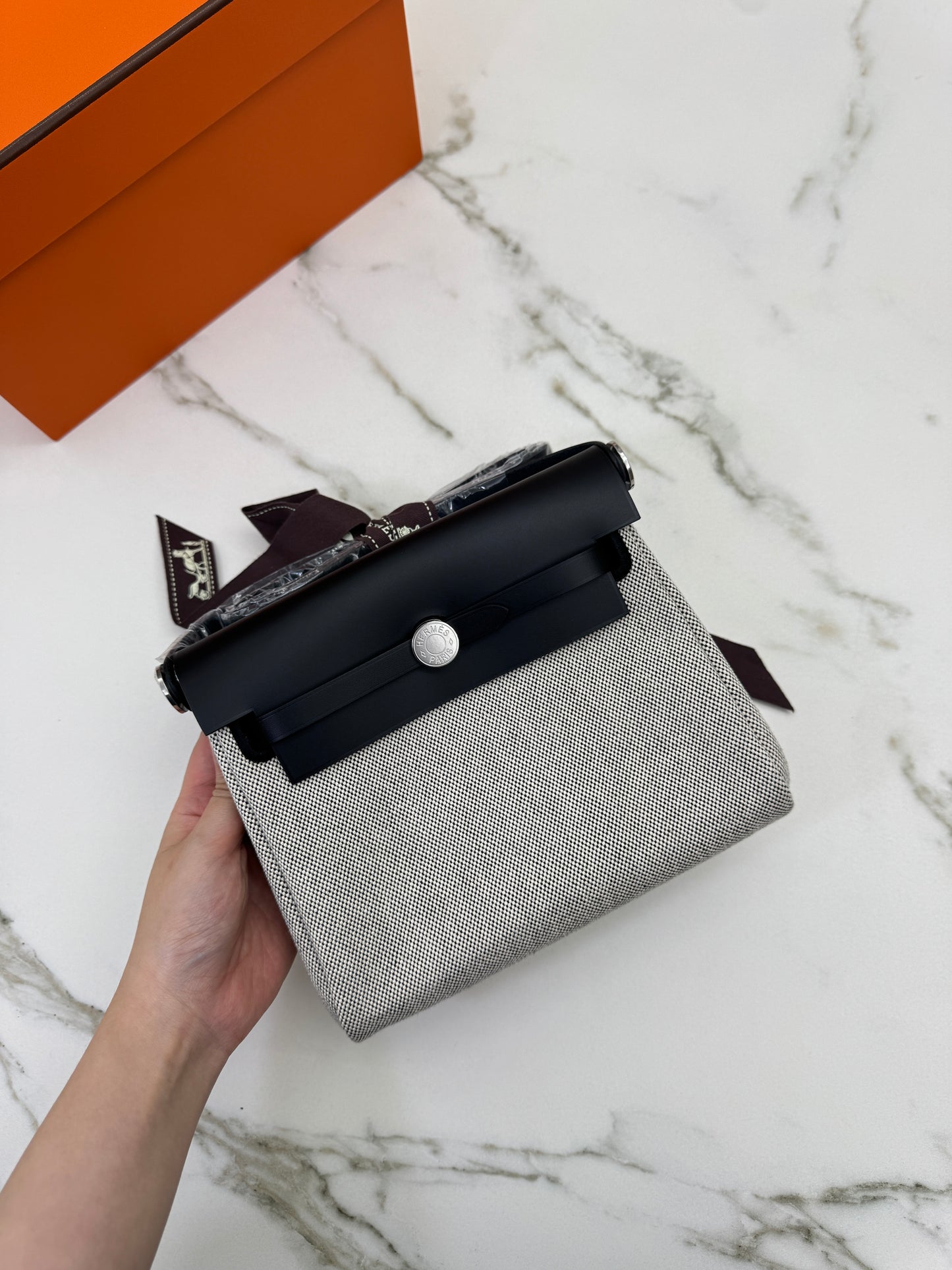 HERMES Mini Herbag 熊貓黑扣