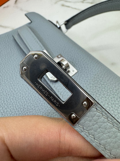 HERMES Kelly 25 Togo內縫 木偶灰銀扣 Gris Pantin PHW