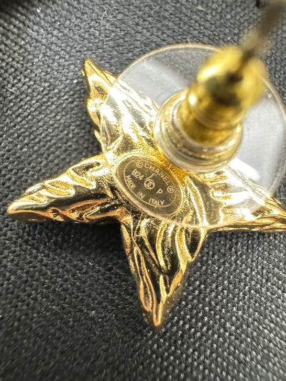 CHANEL 24P 星星雕刻紋耳環