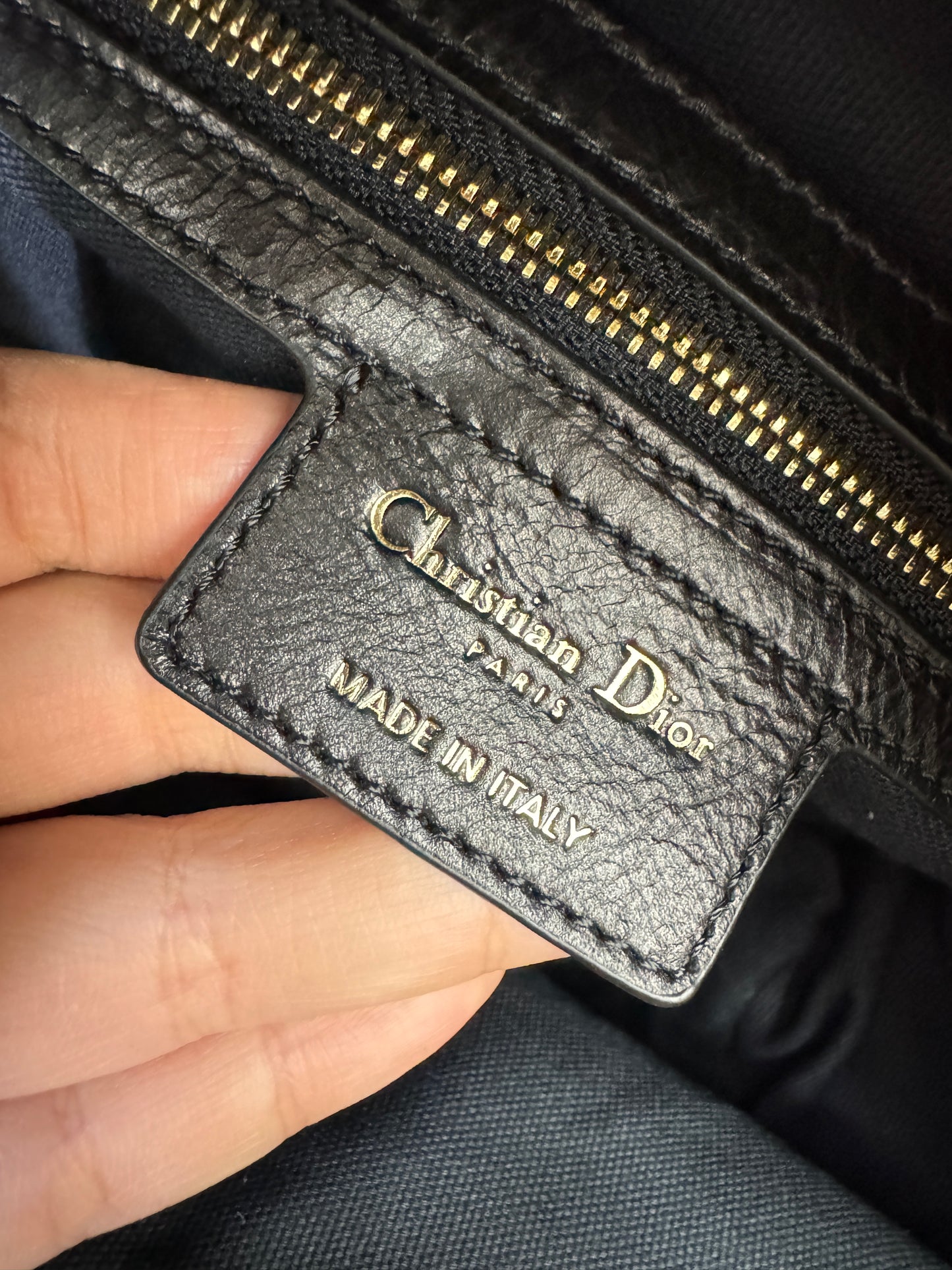 DIOR D-Journey Small 黑色油臘皮