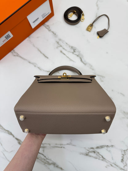 HERMES Kelly 25 斑鳩灰金扣 內縫 Togo 81 Gris Tourterelle GHW