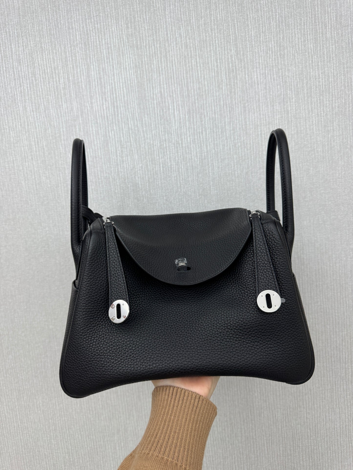 HERMES Lindy30 黑銀 TC Noir PHW