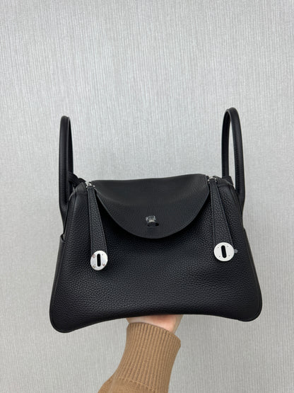 HERMES Lindy30 黑銀 TC Noir PHW
