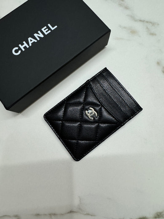 CHANEL 直版 黑色 淡金扣 Card Holder