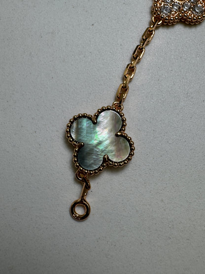 VCA Vintage Alhambra Bracelet 五花灰貝母拼鑽 玫瑰金手鏈