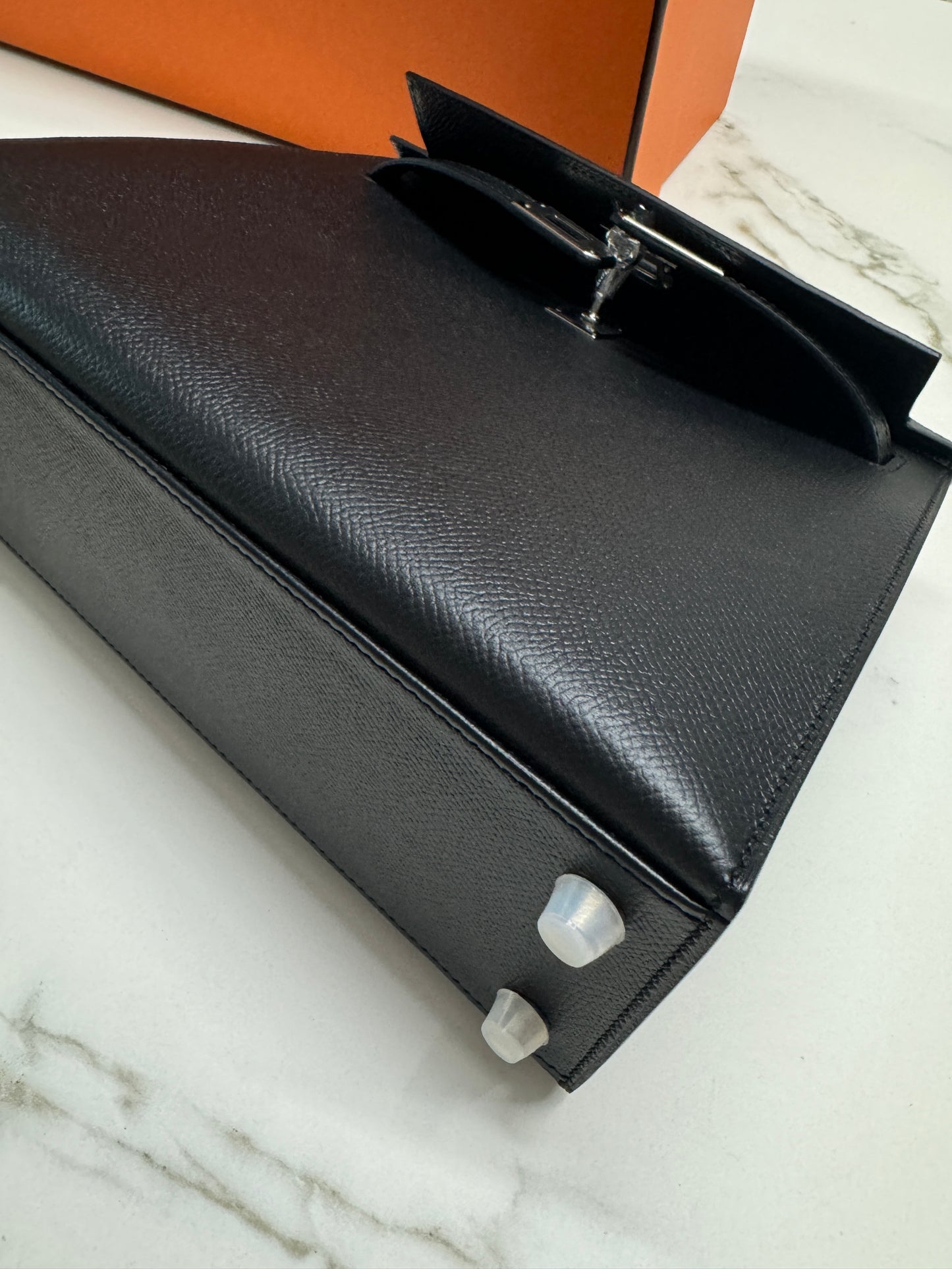 HERMES Kelly 25 黑銀 Epsom Noir