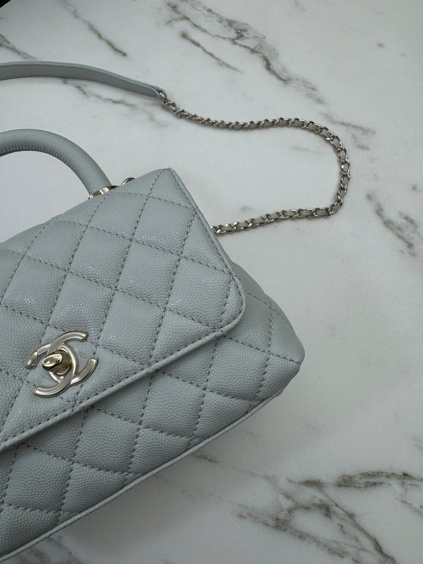 CHANEL Mini Cocohandle 霧霾藍/冰川藍 Cloud Blue