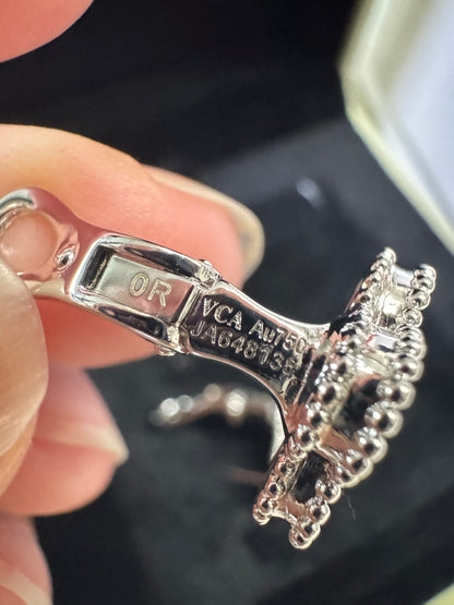 VCA Vintage Alhambra 鐳射白金色耳環