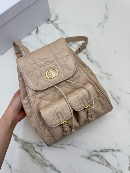 DIOR Caro Backpack Medium 奶茶色